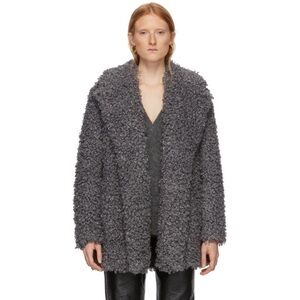 EUC $750 Tibi Grey Faux Curly Lamb Coat